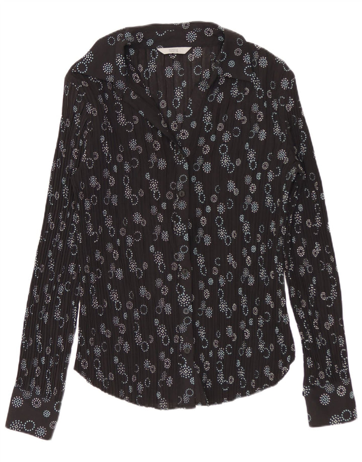 Marks & Spencer Womens Shirt Blouse UK 8 Small Black Geometric Polyester