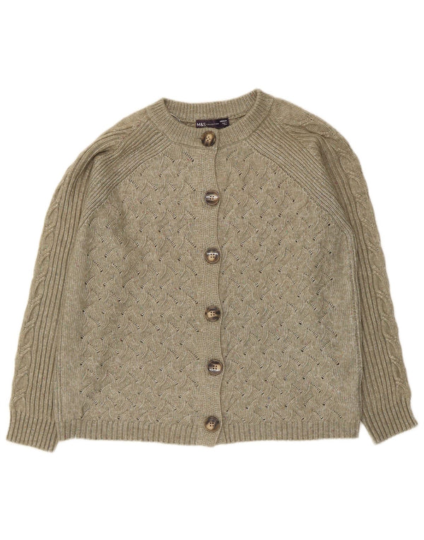 Marks & Spencer Womens Cardigan Sweater UK 14 Medium Khaki Polyester