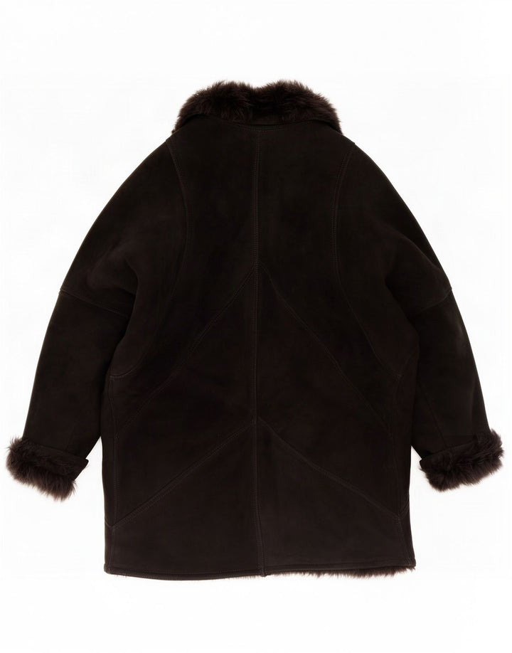 Vintage Womens Shearling Jacket IT 48 XL Black