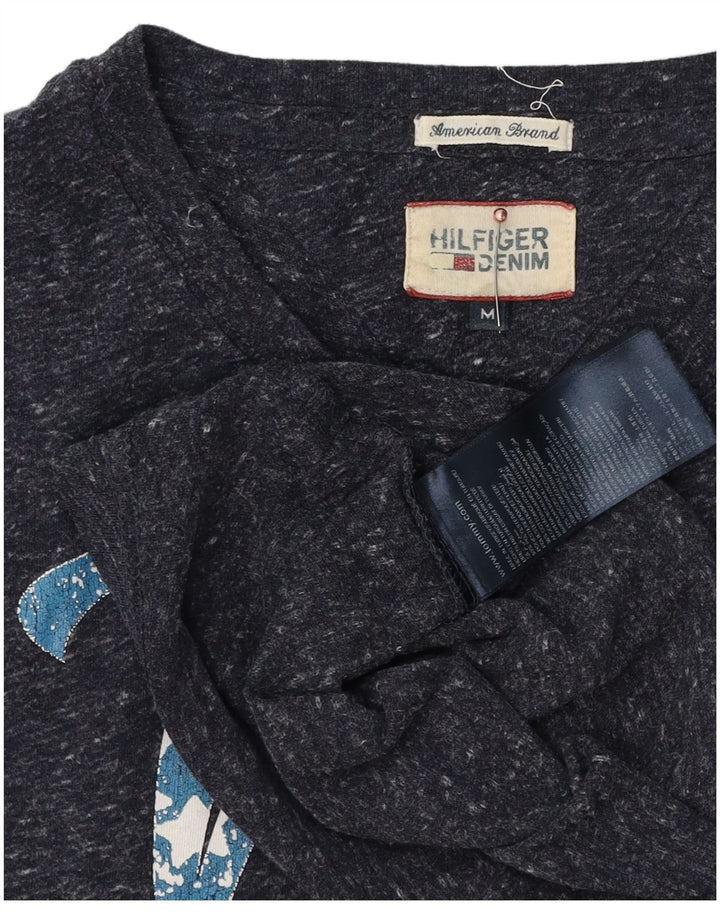 Tommy Hilfiger Mens Graphic T-Shirt Top Medium Navy Blue Flecked Polyester