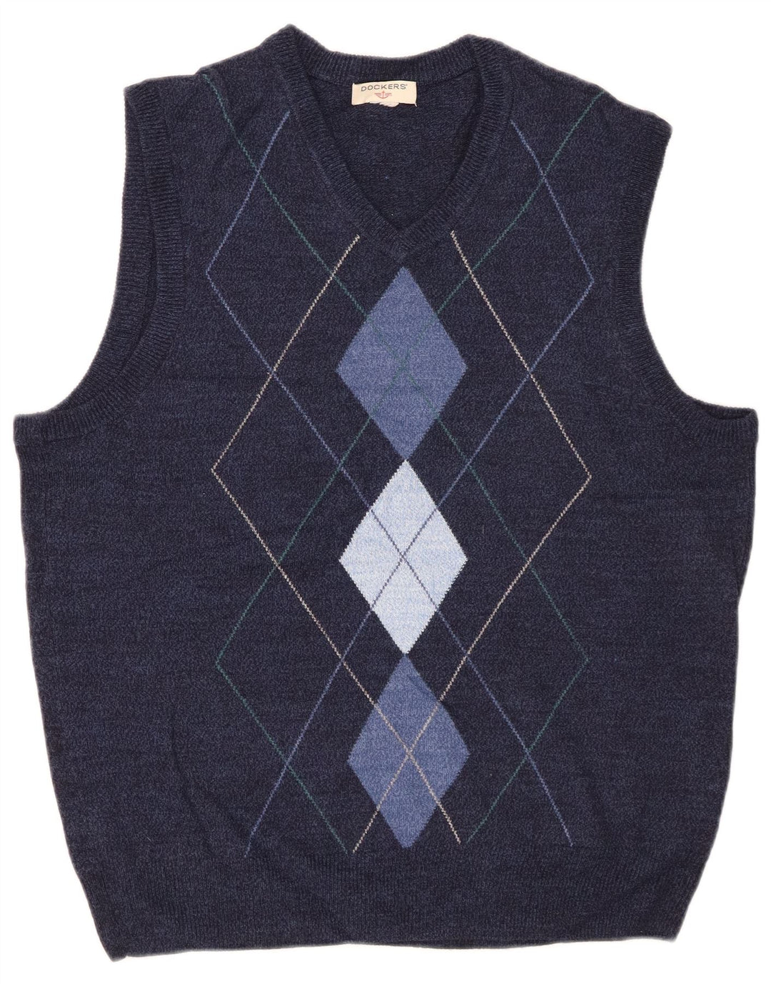 DOCKERS Mens Vest Tank Top Medium Navy Blue Argyle/Diamond