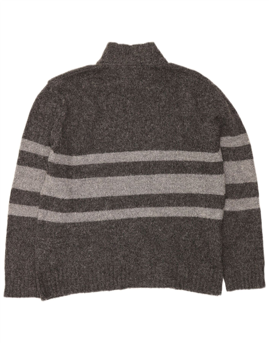 LEE Mens Cardigan Sweater Large Grey Striped Acrylic