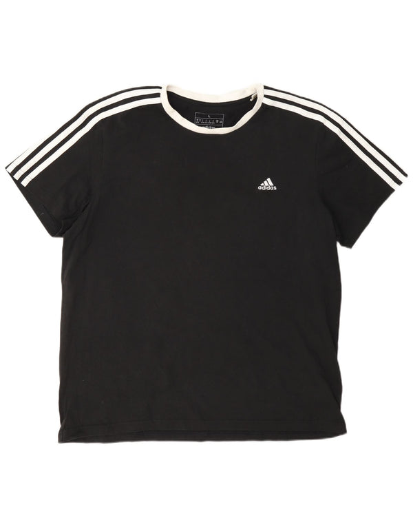 Adidas Womens T-Shirt Top UK 16/18 Large Black Cotton