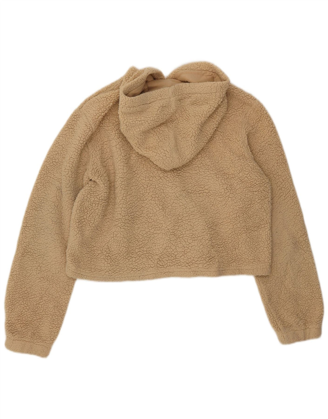 FILA Womens Crop Graphic Fleece Jumper UK 16 Large Beige Polyester