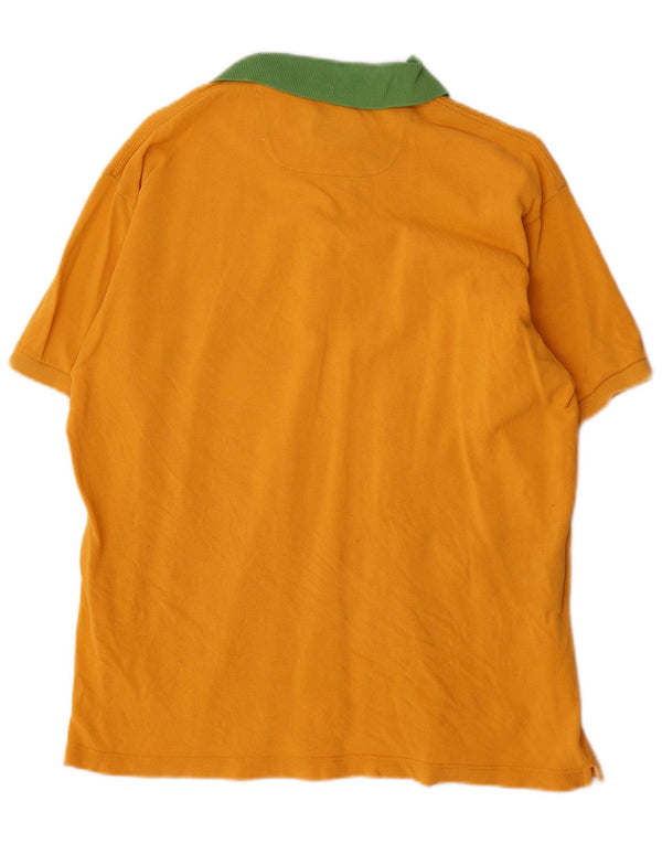 Brooksfield Mens Polo Shirt IT 52 Large Yellow Colourblock