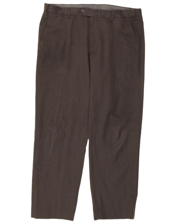 Marks & Spencer Mens Regular Fit Casual Trousers W36 L29 Brown Polyester