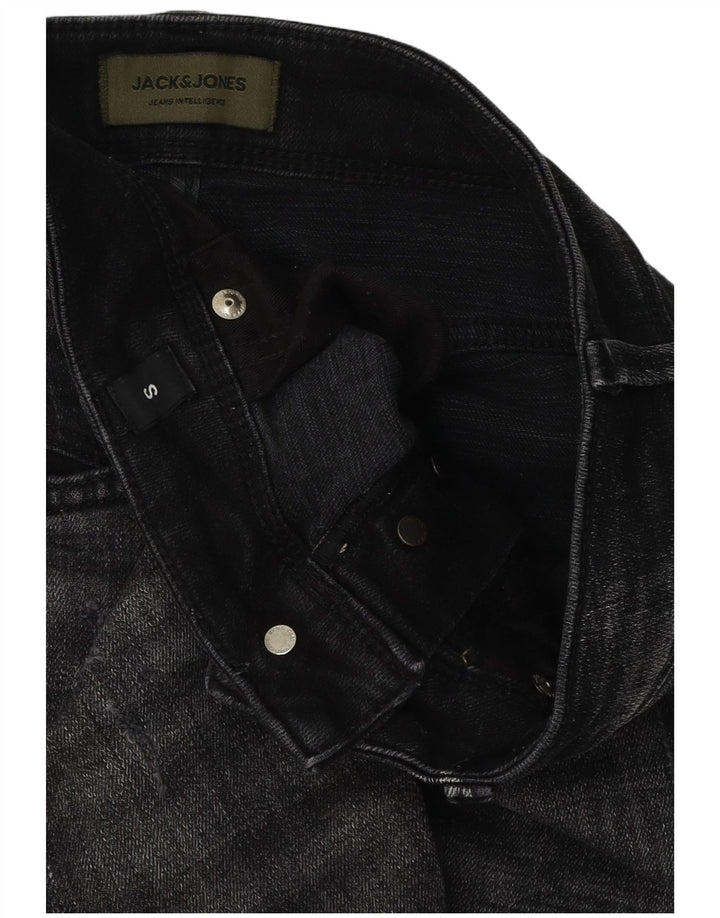 Jack & Jones Mens Distressed Denim Shorts Small W29 Black