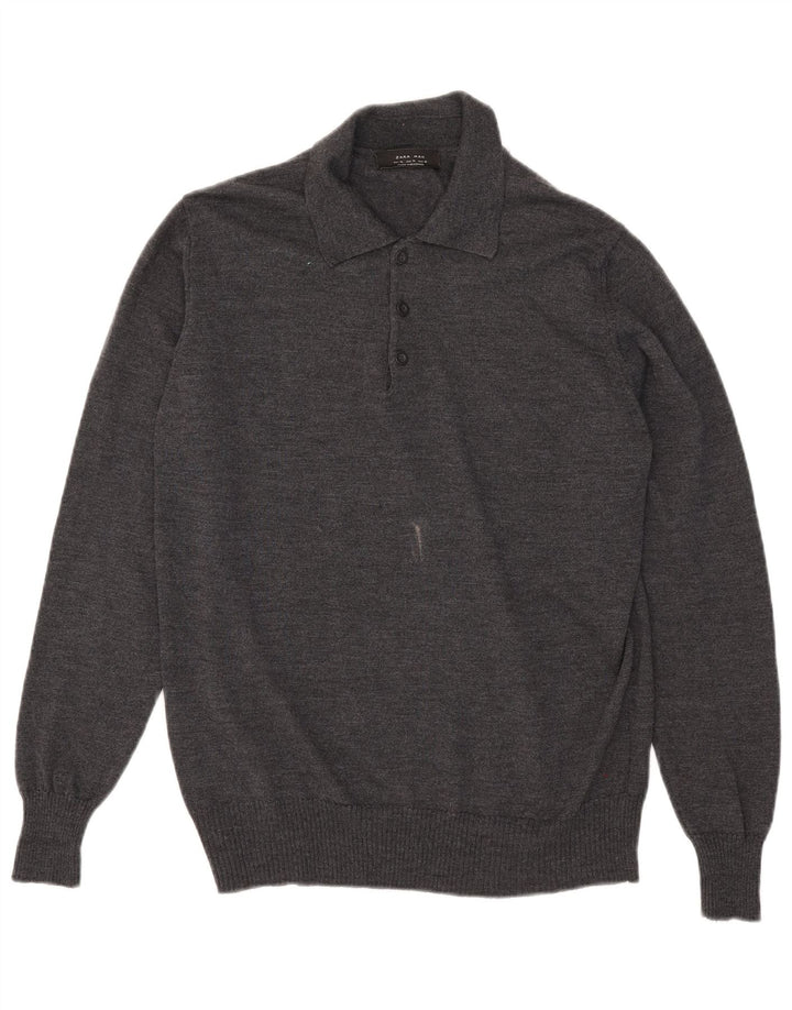 Zara Mens Polo Neck Jumper Sweater XL Grey