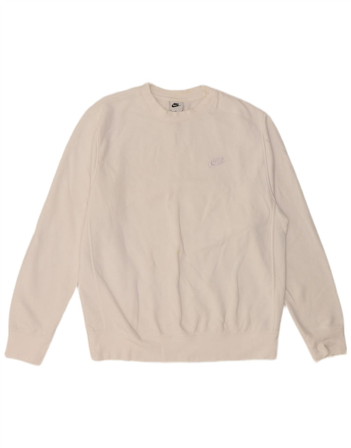 NIKE Mens Sweatshirt Jumper Medium White Cotton