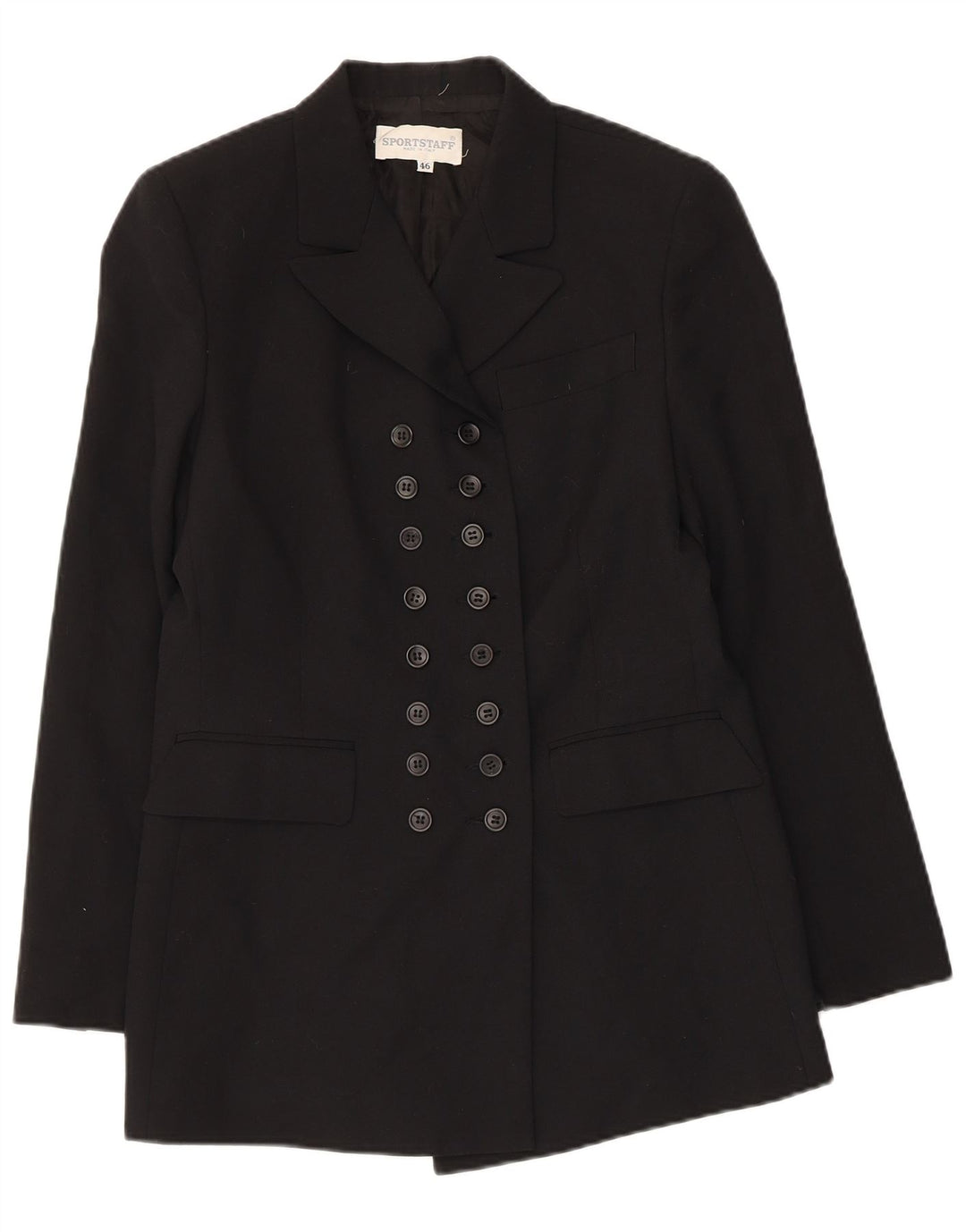 SPORTSTAFF Womens Double Breasted Blazer Jacket IT 46 Large Black