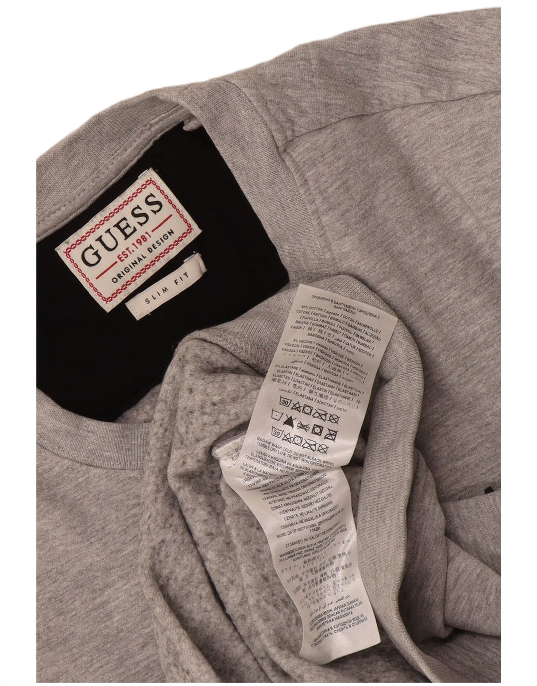 Guess Mens Slim Fit Sweatshirt Jumper Medium Grey Cotton