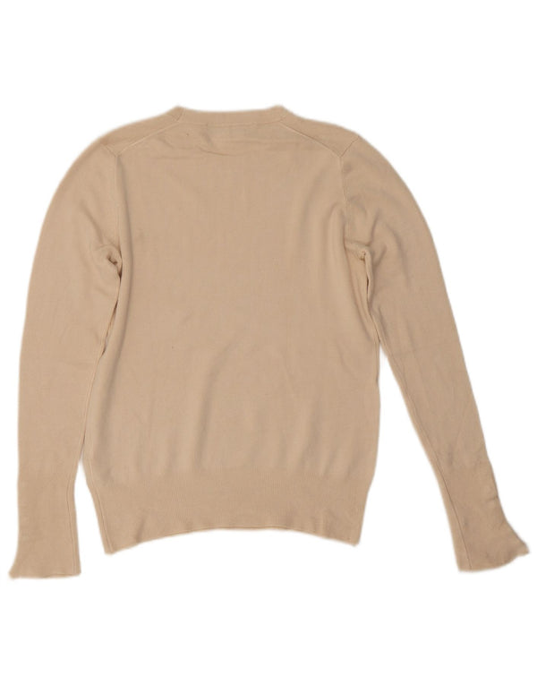 Zara Womens Crew Neck Jumper Sweater UK 12 Medium Beige Viscose