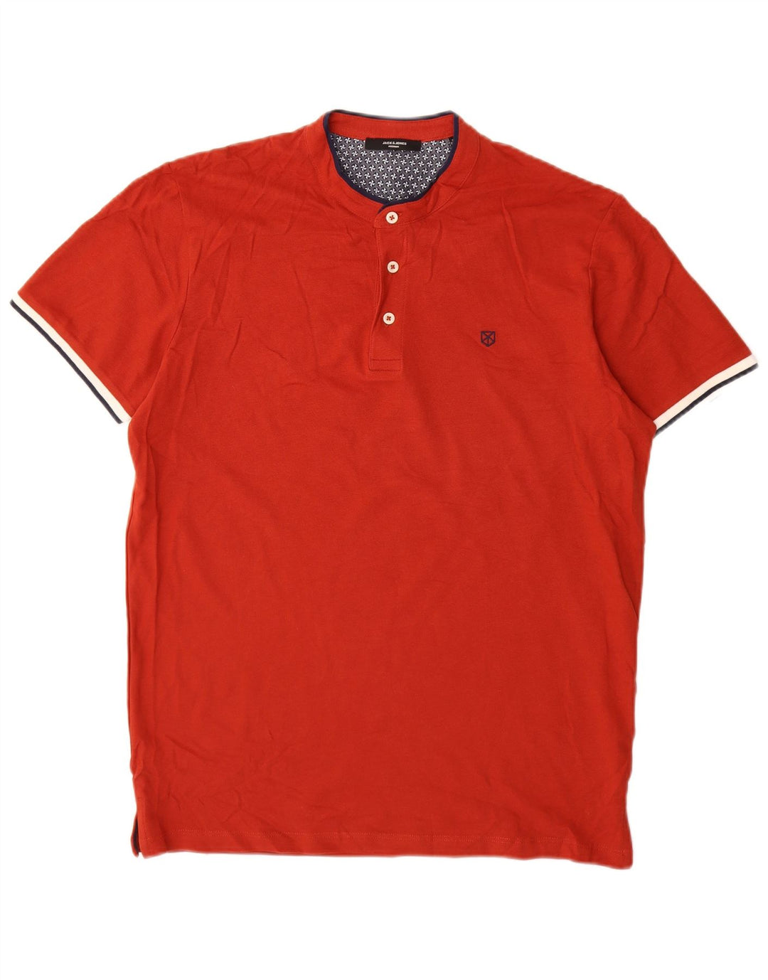 JACK & JONES Mens Polo Shirt Medium Red Cotton