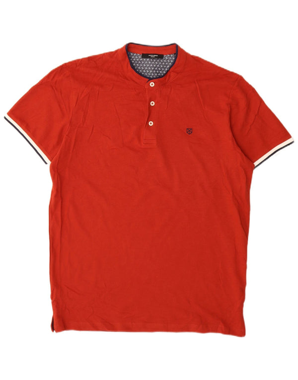 JACK & JONES Mens Polo Shirt Medium Red Cotton