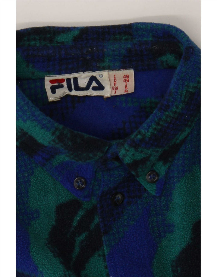 Fila Mens Abstract Pattern Fleece Shirt IT 46 Small Blue
