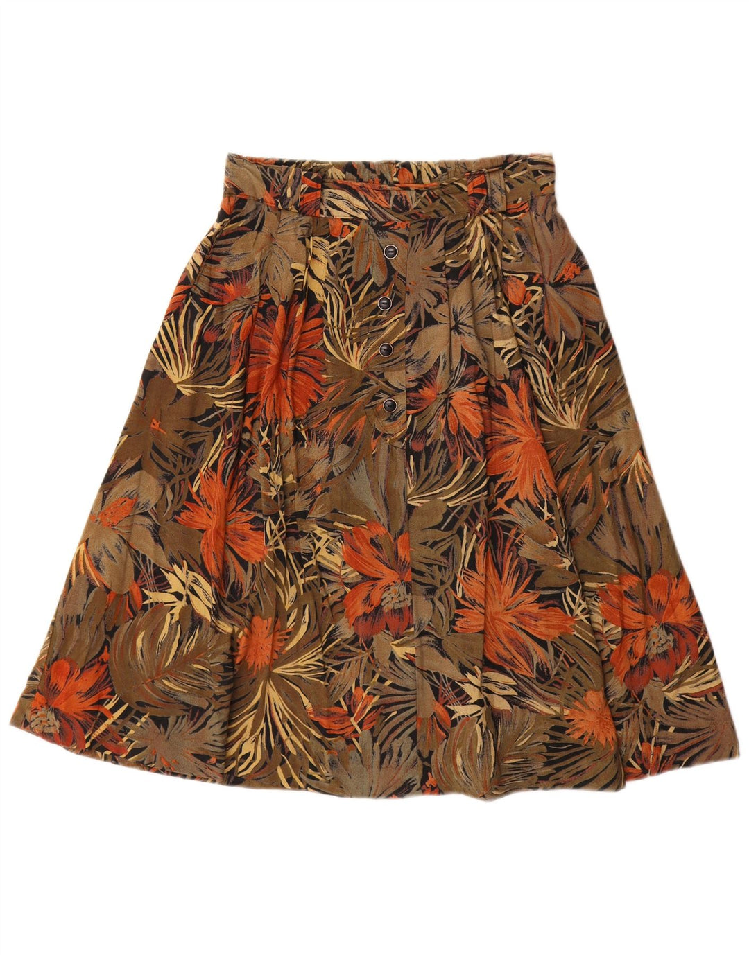 VINTAGE Womens A-Line Skirt UK 14 Medium W28  Brown Floral Viscose