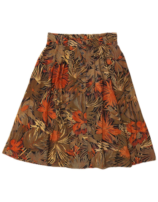 VINTAGE Womens A-Line Skirt UK 14 Medium W28  Brown Floral Viscose