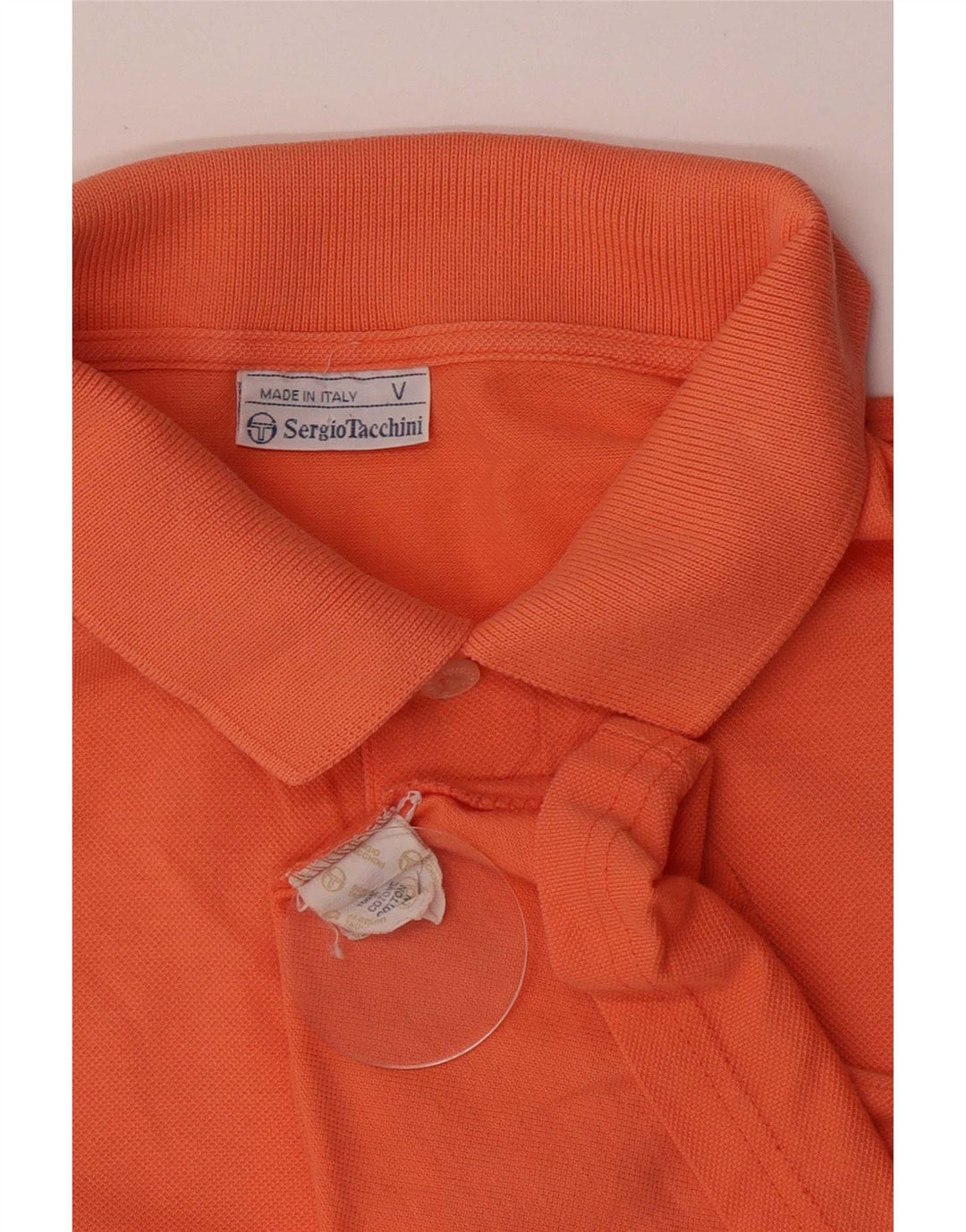 Sergio Tacchini Mens Polo Shirt Medium Orange Cotton