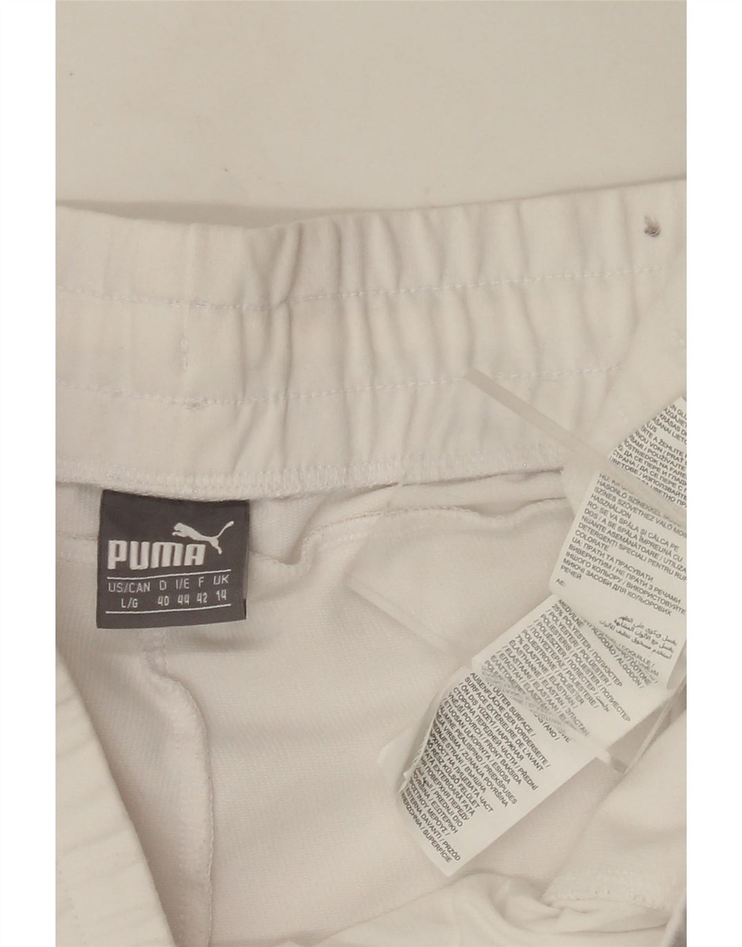 PUMA Womens Graphic Sport Shorts UK 14 Large  White Cotton