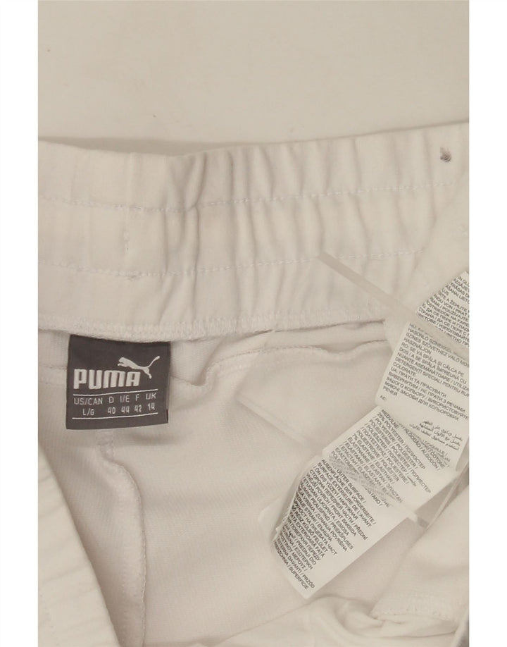 PUMA Womens Graphic Sport Shorts UK 14 Large  White Cotton