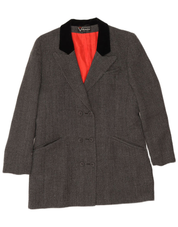 Clementino Womens Double Breasted Blazer Jacket EU 36 Small Grey Wool