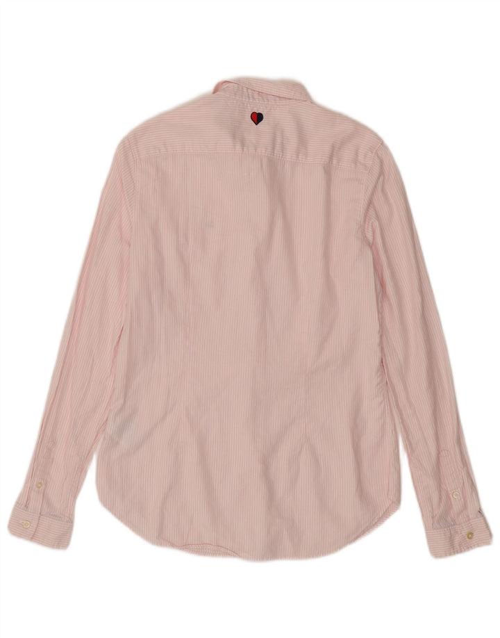 Tommy Hilfiger Womens Shirt US 8 Medium Pink Striped Cotton
