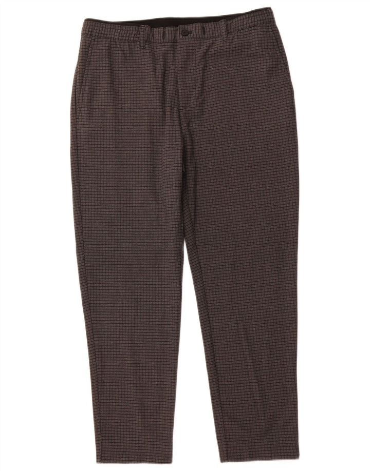 ZARA Womens Tapered Chino Trousers Large W34 L27 Grey Check