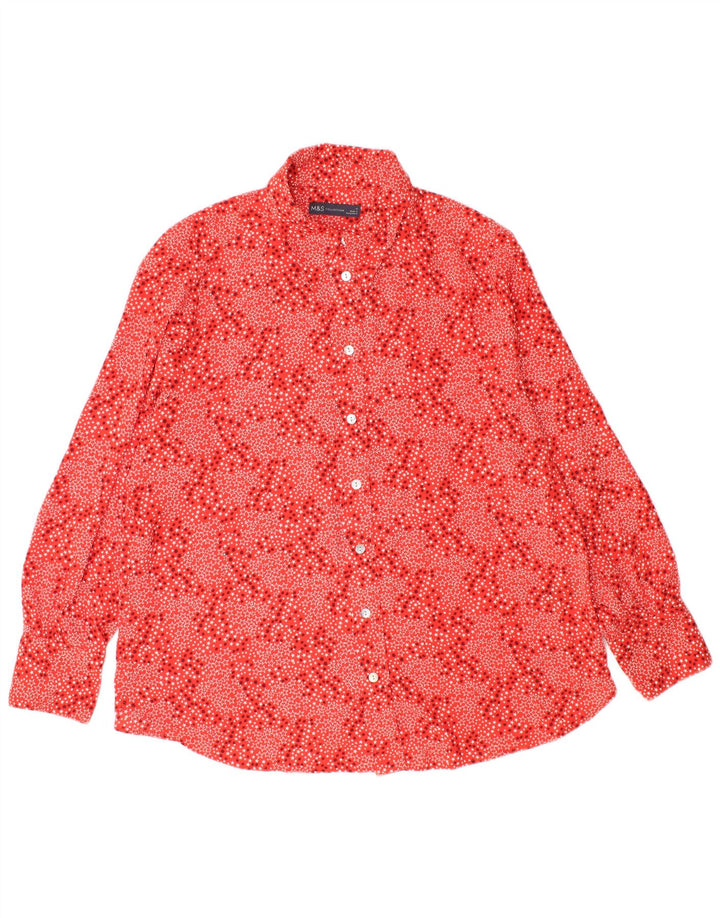 MARKS & SPENCER Womens Shirt UK 16 Large Red Geometric Polyester
