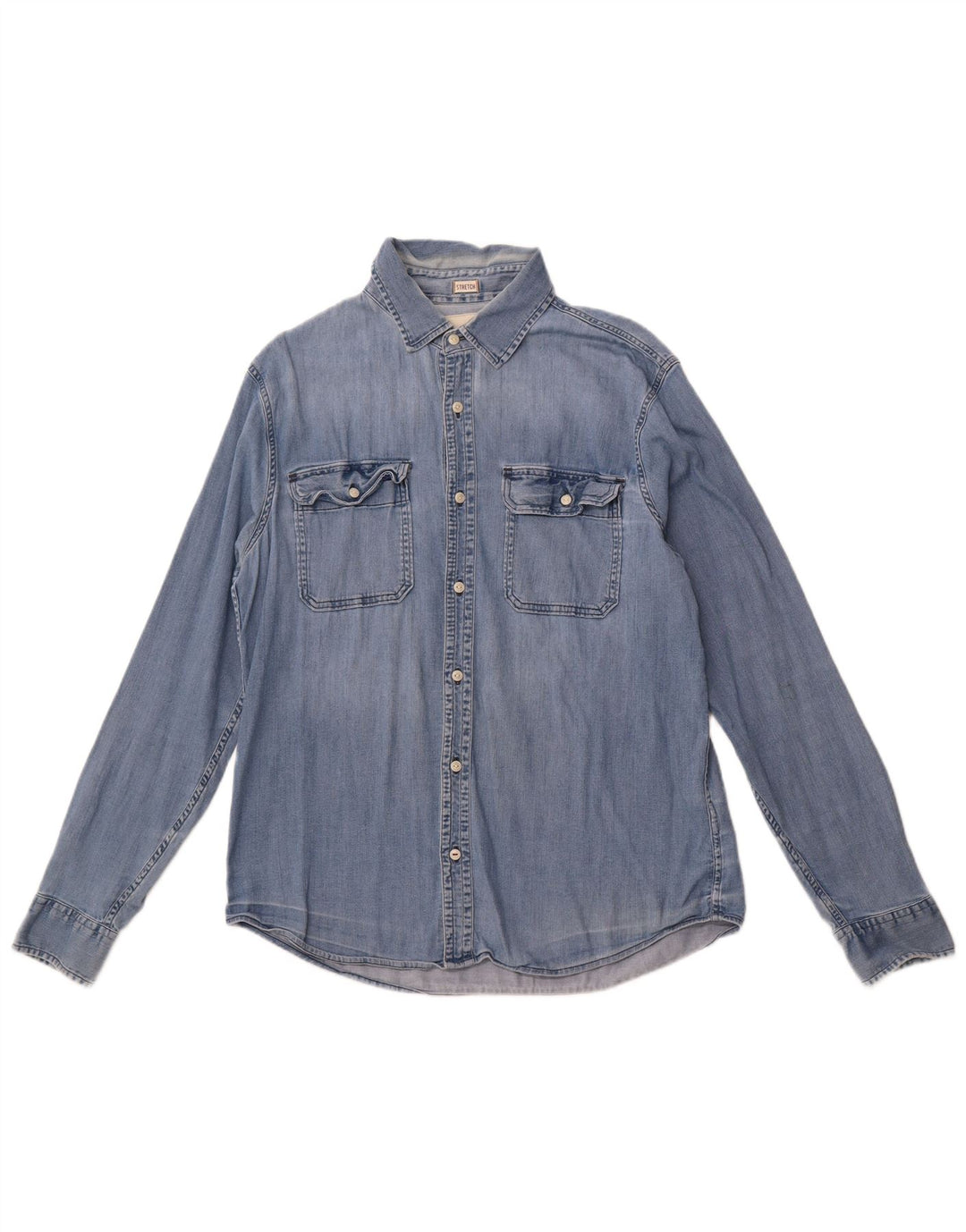 HOLLISTER Mens Denim Shirt Medium Blue Cotton
