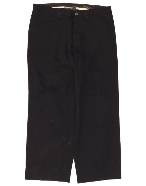 Eddie Bauer Mens Relaxed Fit Casual Trousers W34 L30 Black Cotton