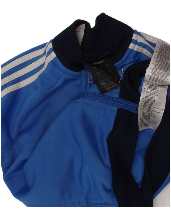 ADIDAS Boys Tracksuit Top Jacket 2-3 Years Blue Polyester