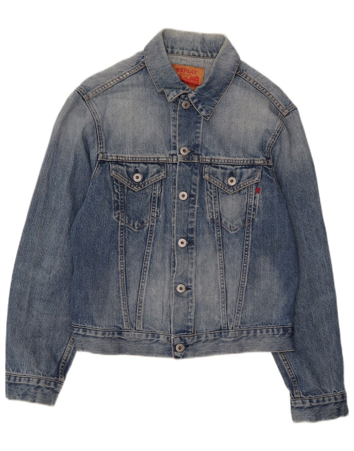REPLAY Womens Denim Jacket UK 14 Medium Blue Cotton
