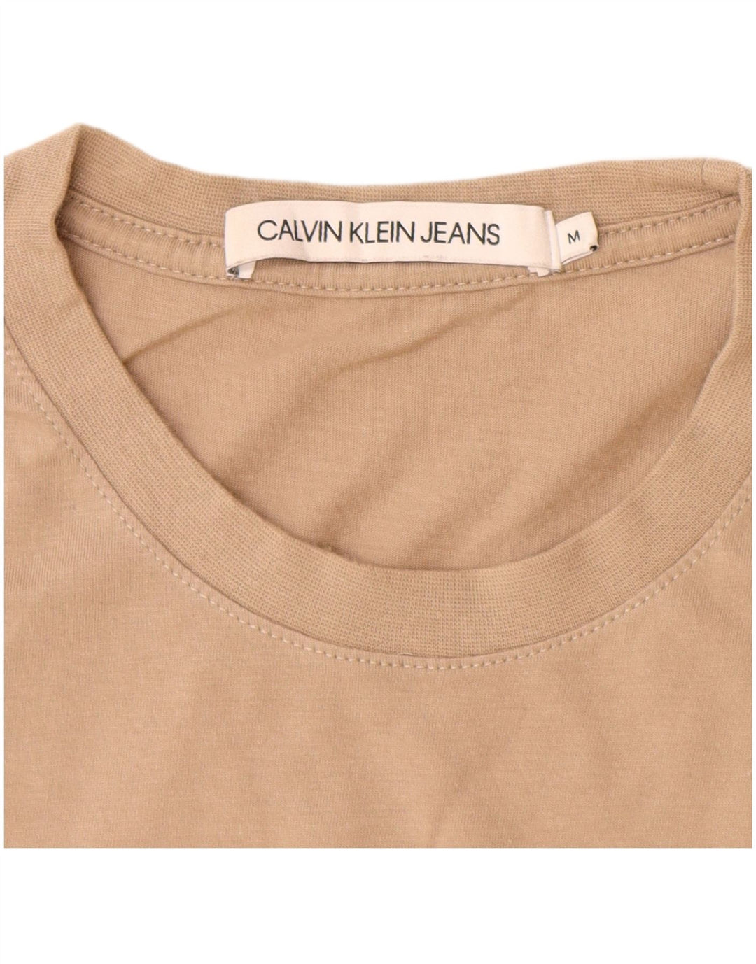 CALVIN KLEIN JEANS Mens Graphic T-Shirt Top Medium Brown Cotton