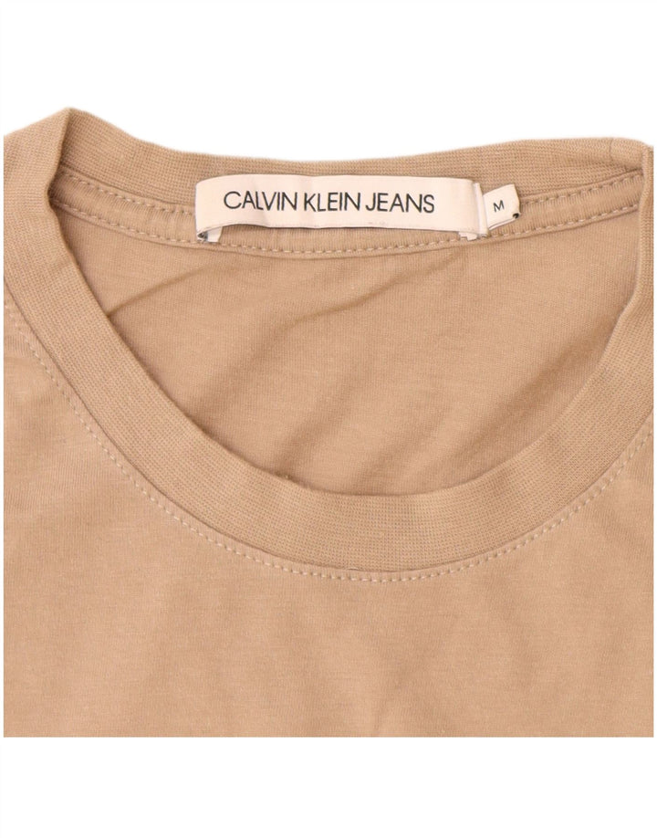 CALVIN KLEIN JEANS Mens Graphic T-Shirt Top Medium Brown Cotton