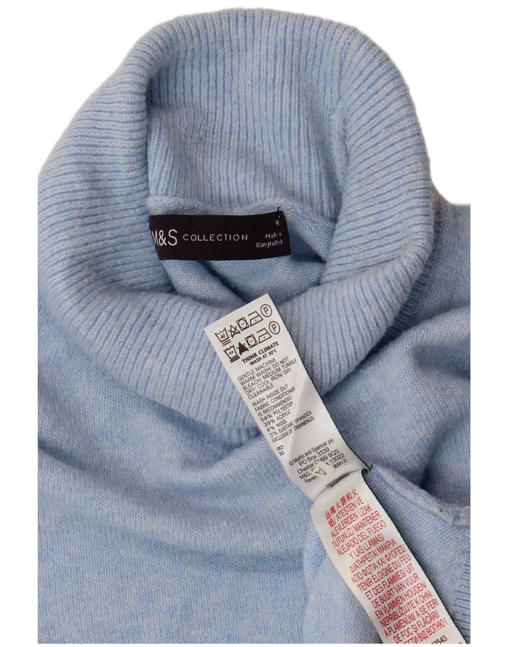 Marks & Spencer Womens Roll Neck Jumper Sweater UK 14 Medium Blue Polyester