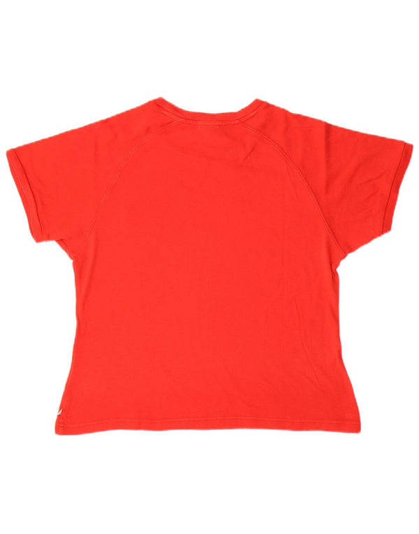 ADIDAS Womens Crop T-Shirt Top UK 14 Medium Red Cotton