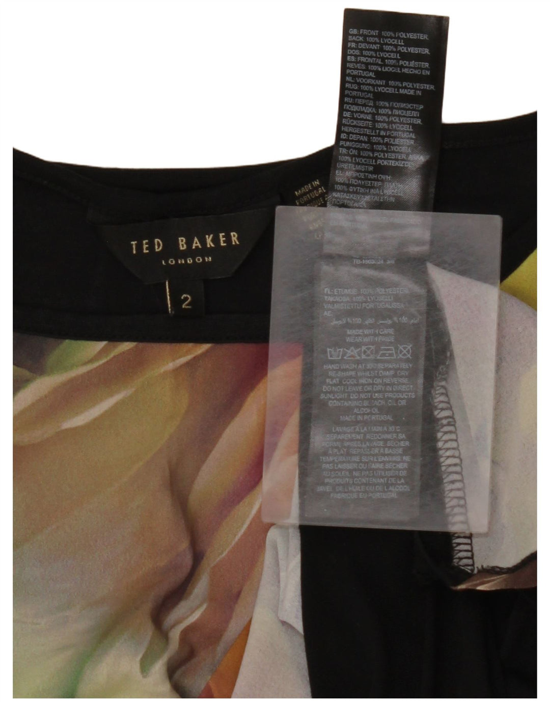 TED BAKER Womens Oversized Sleeveless Blouse Top Size 2 Small Black Floral