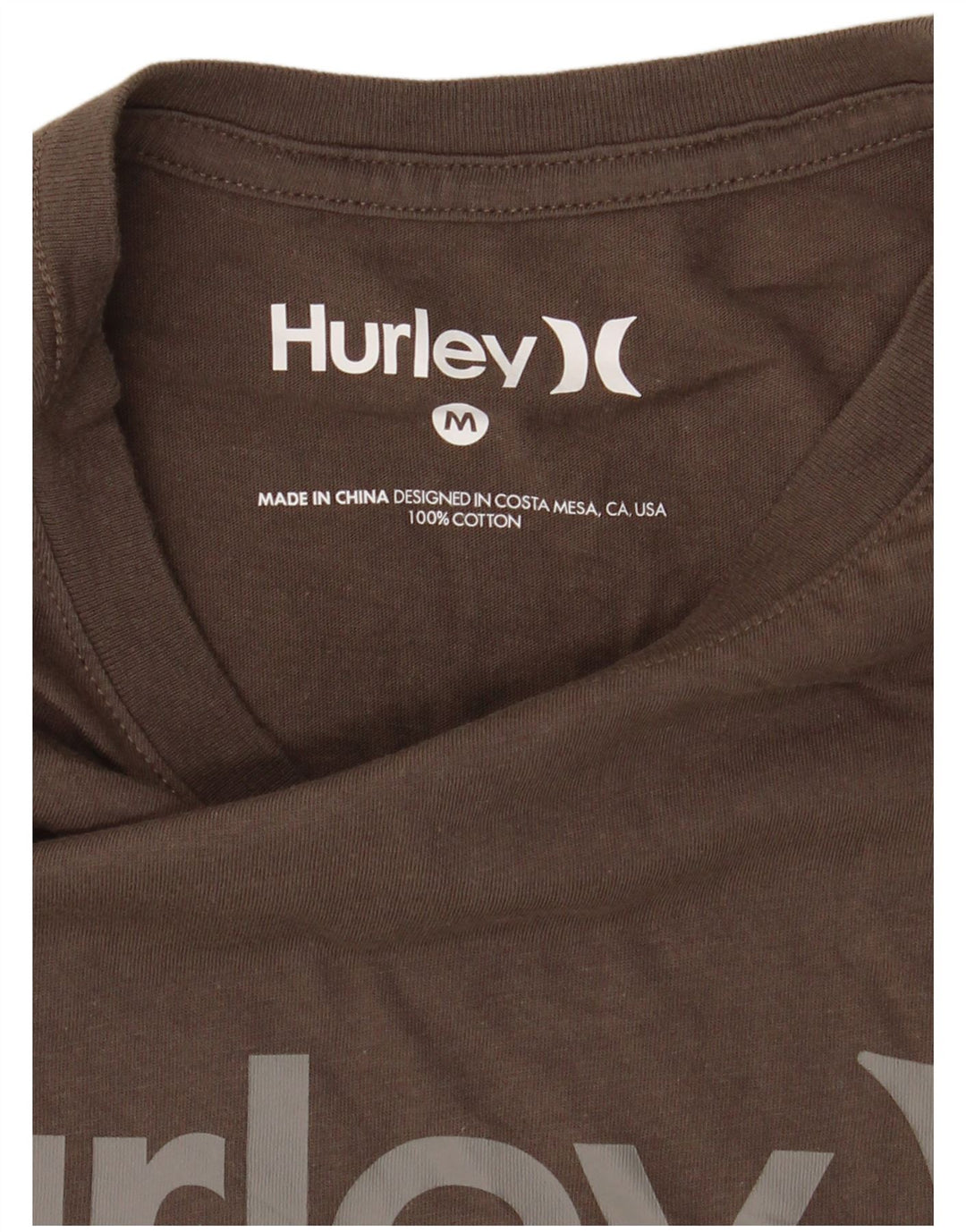 Hurley Mens Graphic T-Shirt Top Medium Brown Cotton
