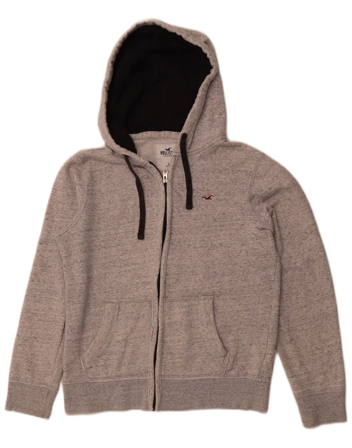 HOLLISTER Mens Zip Hoodie Sweater Small Grey Flecked Cotton