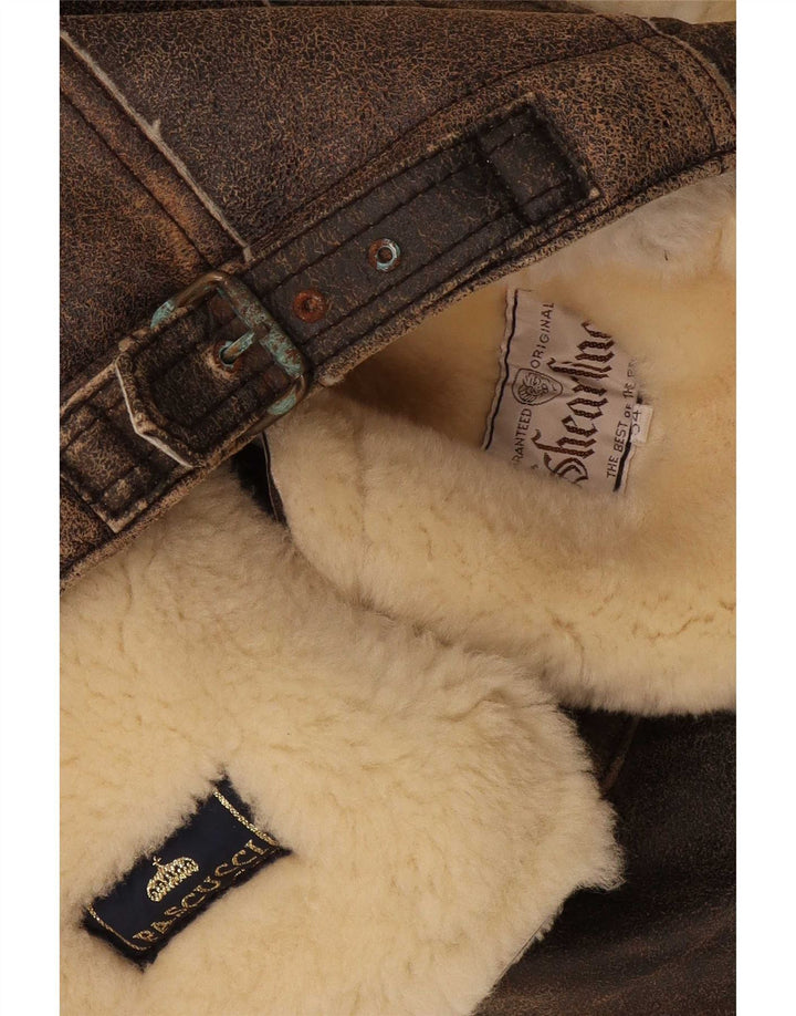 Pascucci Mens Shearling Jacket IT 54 2XL Brown