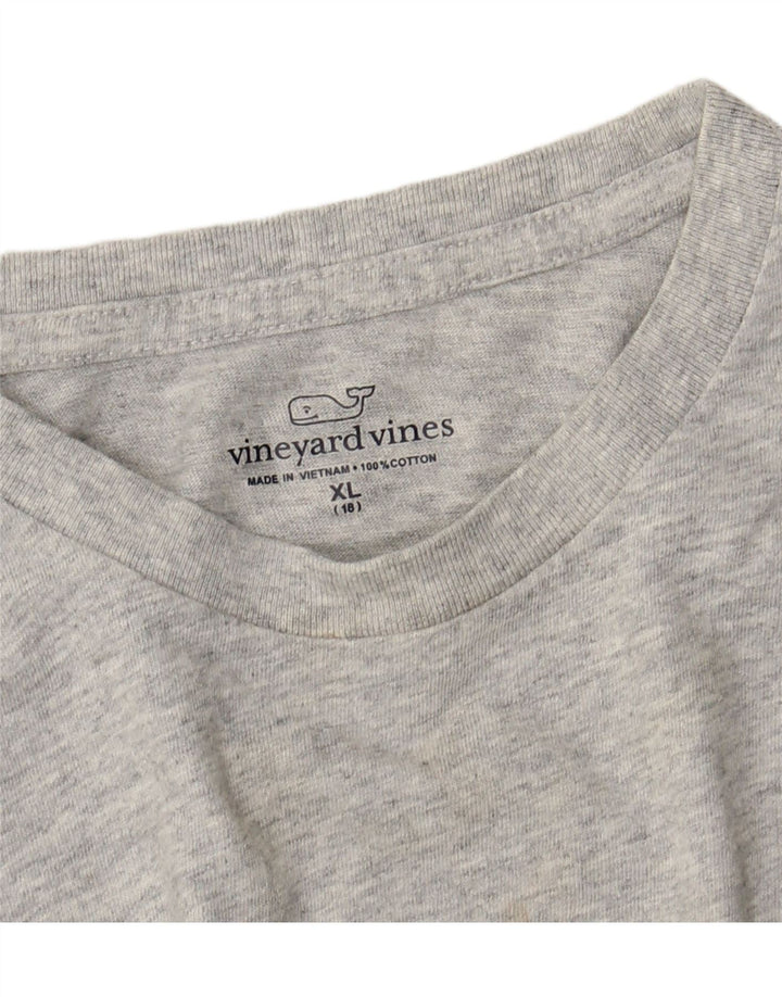 VINEYARD VINES Boys Graphic T-Shirt Top 15-16 Years XL Grey Colourblock