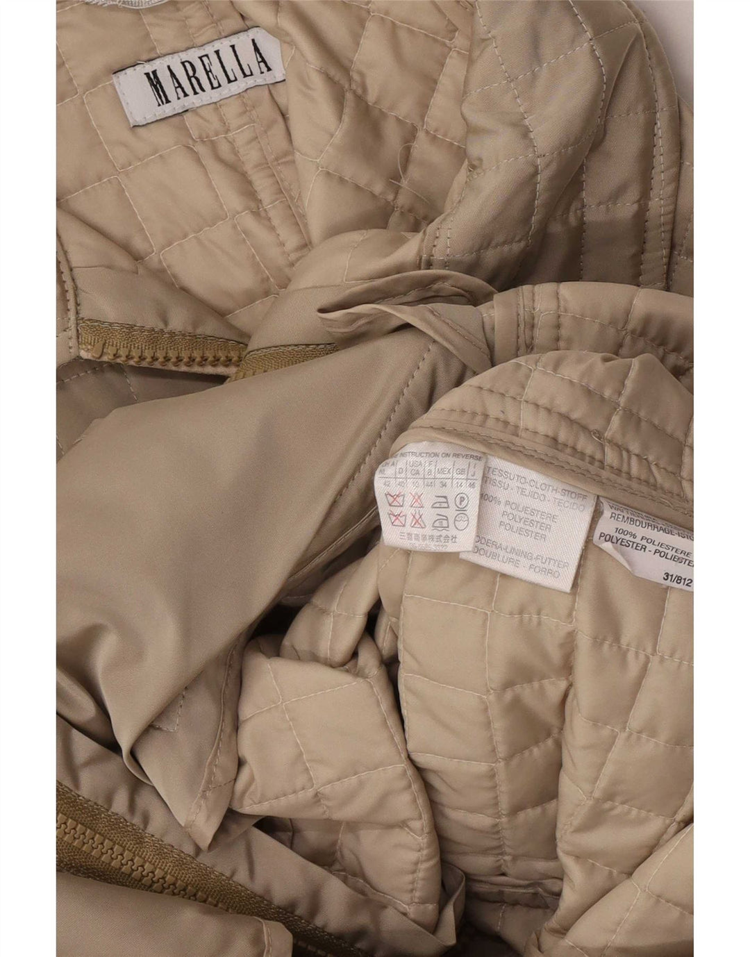 Marella Womens Quilted Jacket UK 14 Medium Beige Polyester