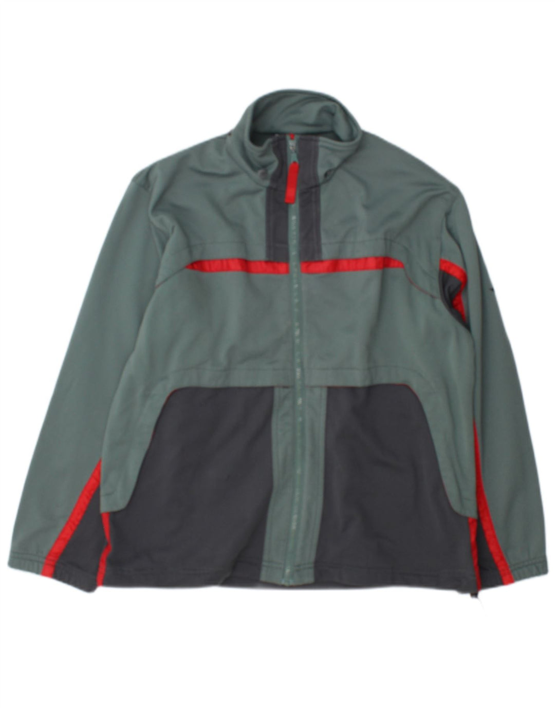 Diadora Boys Tracksuit Top Jacket 14-15 Years Green Colourblock Polyester