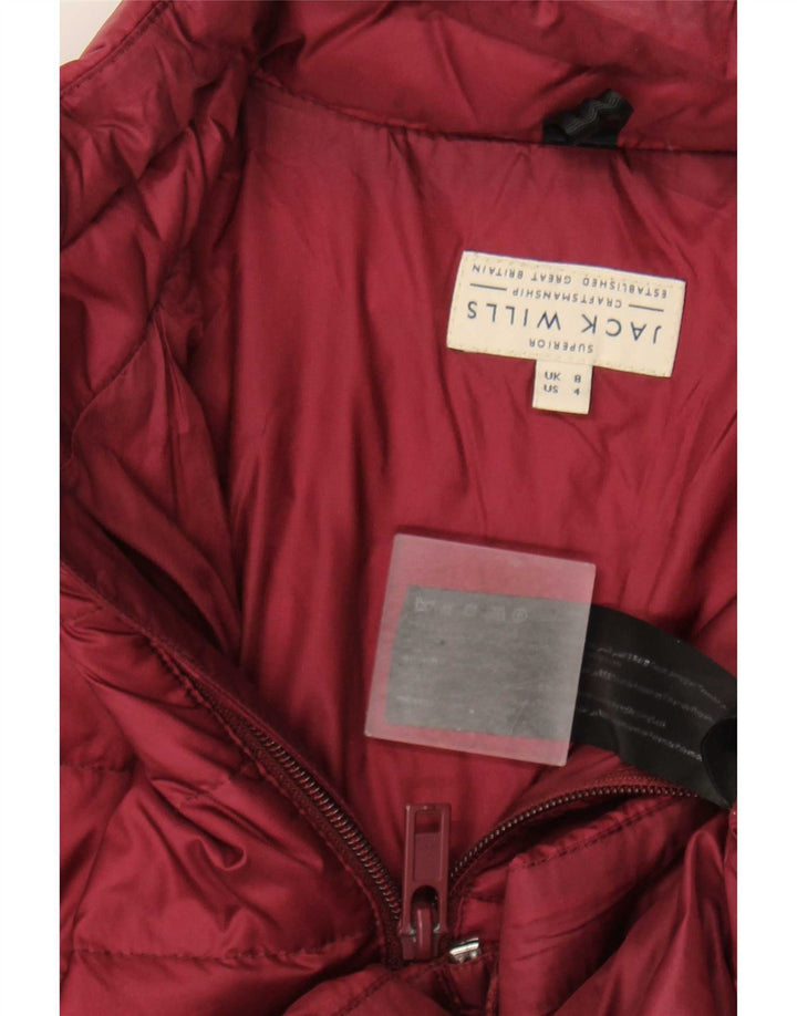 Jack Wills Womens Padded Jacket UK 8 Small Burgundy Polyamide