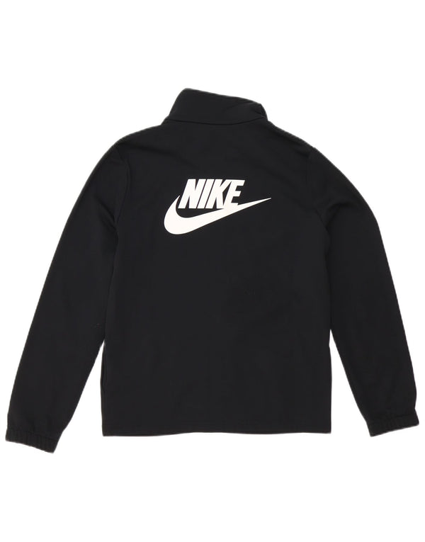 Nike Boys Graphic Tracksuit Top Jacket 12-13 Years Large Black Polyester