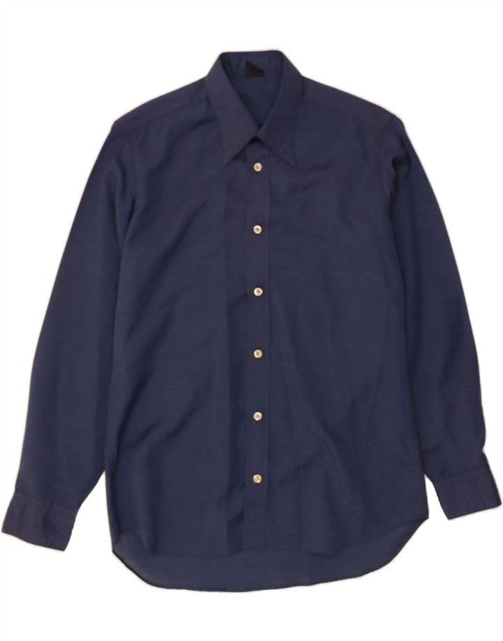 VINTAGE Mens Shirt Medium Navy Blue Vintage Vintage and Second-Hand Vintage from Messina Hembry 