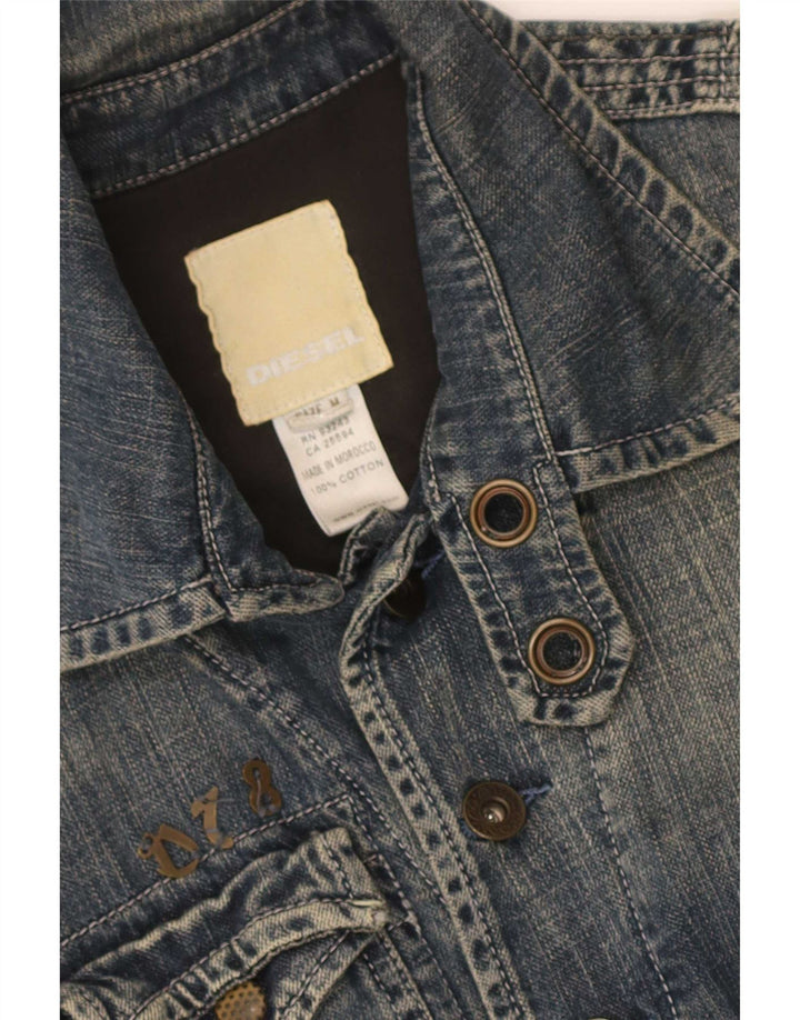 Diesel Womens Denim Jacket UK 12 Medium Blue Cotton