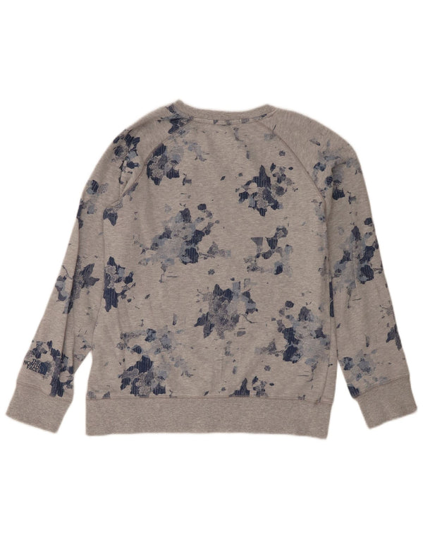 The North Face Womens Sweatshirt Jumper UK 14 Medium Grey Camouflage Cotton
