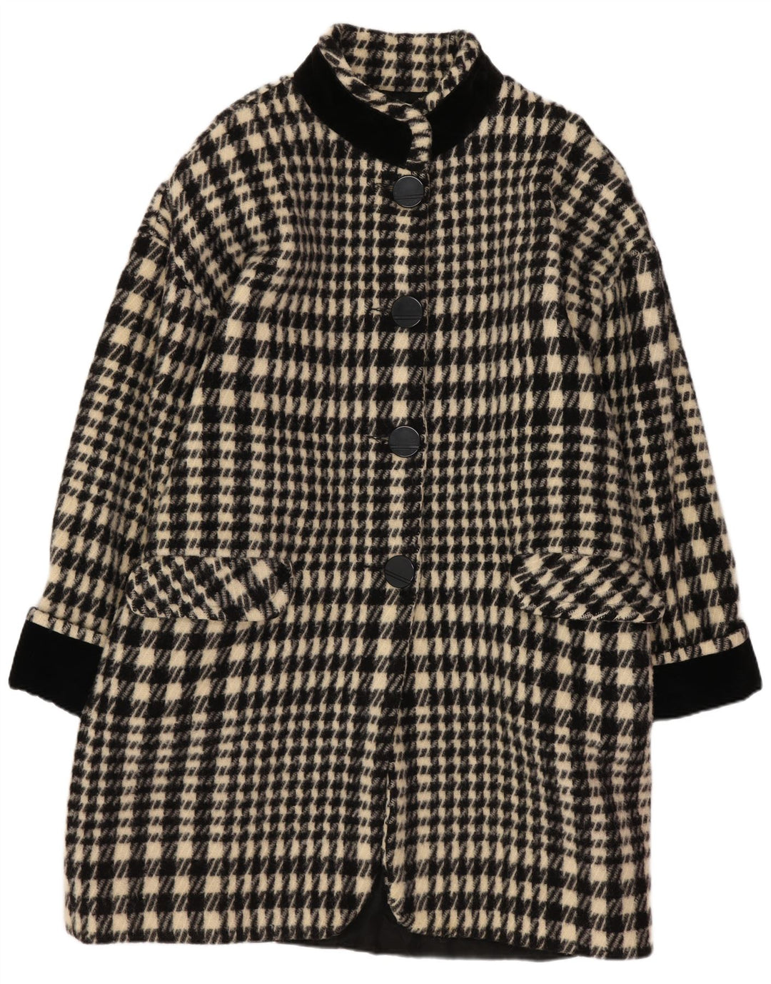 Superior Womens Overcoat UK 18 XL Black Houndstooth Acetate