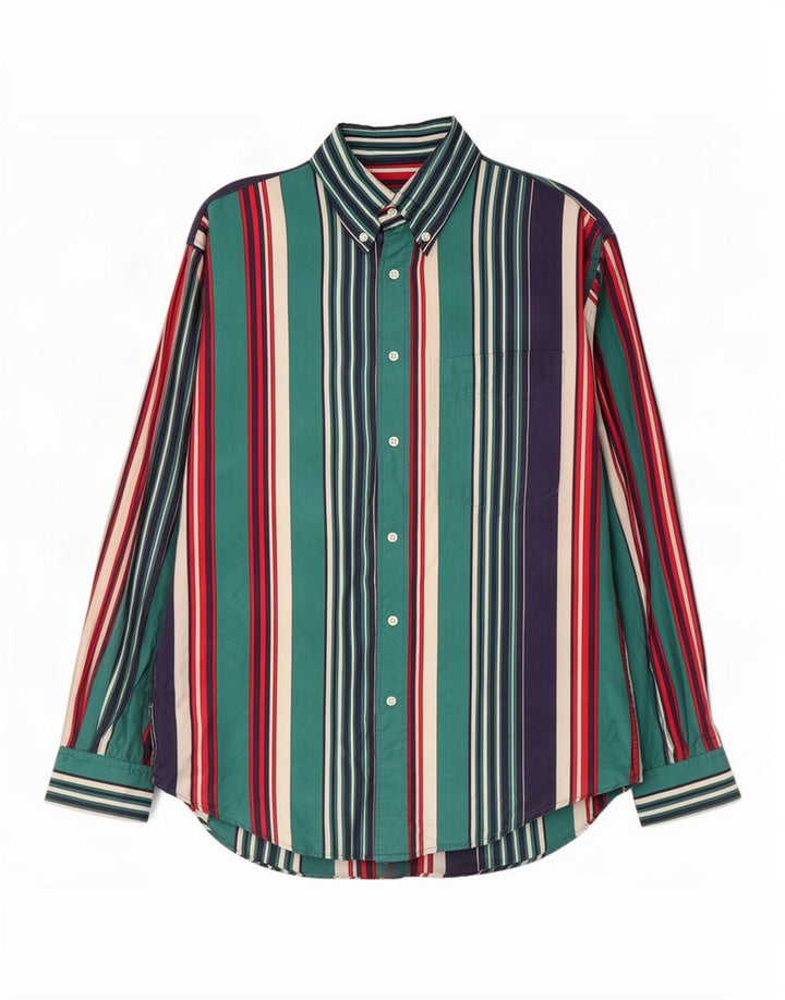 Vintage Mens Shirt Small Blue Striped Silk